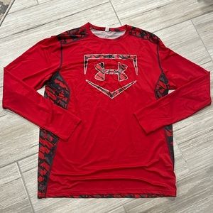 Under Armour red/black/gray long sleeve sport shirt